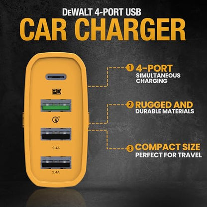 Heavy Duty 4 Port USB C Car Charger Multiport
