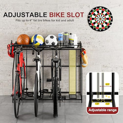 4 Bike Stand Bike Rack Garage with Storage Rack