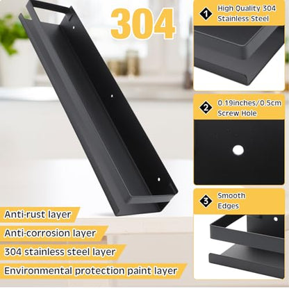 2 Pieces Stainless Steel Shelf Bathroom Shower Floating Shelves Wall Mounted Shower Caddy Basket Shelf Storage Organizer Shelves for Bathroom (2 Count)