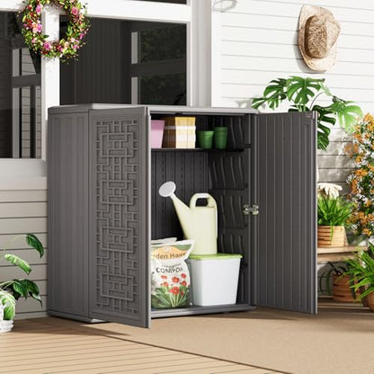 Indoor Outdoor Storage Cabinet with Doors and Shelf