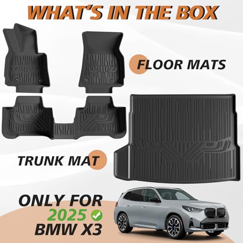 Floor Mats & Trunk Mat for 2025 2026 BMW X3 Accessories