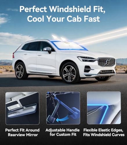 Vinyl Coating Heat Shield] Windshield Sun Shade Umbrella Custom for Volvo XC60
