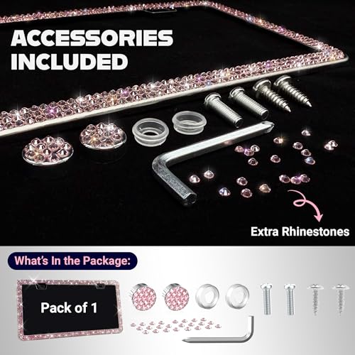 Glamorous Pink Bling License Plate Frame for Women