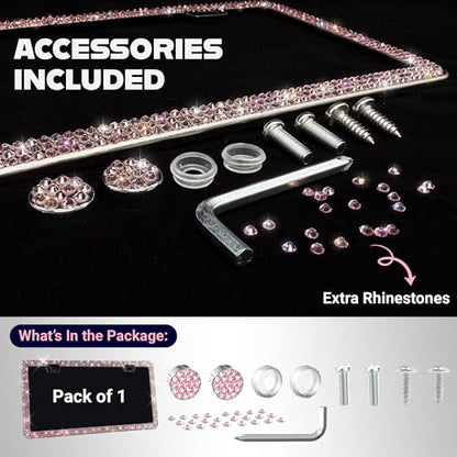 Glamorous Pink Bling License Plate Frame for Women