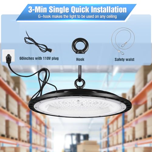 6 Pack 200W UFO Led High Bay Light Fixture (6 Count)
