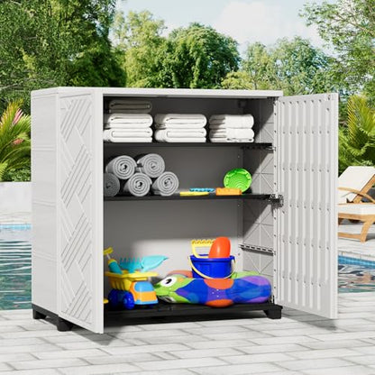 Outdoor Storage Cabinet Waterproof with 2 Shelves