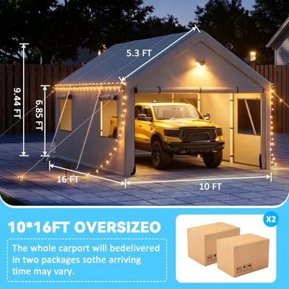 10x16 FT Carport Canopy Heavy Duty