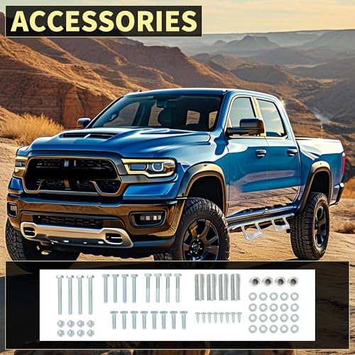 Pair Aluminum Side Step Compatible with Chevy Chevrolet GMC Ford Dodge Toyota Nissan Jeep Isuzu Mitsubishi Mazda Pickups & Trucks 2PCs Polishing Silvery (2 Count)