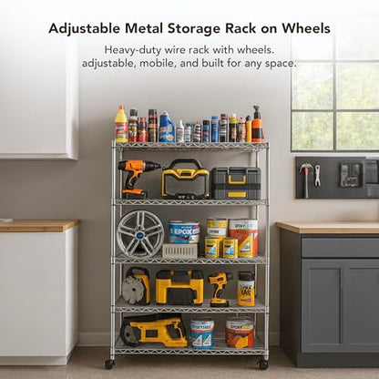 5 Tier Heavy Duty Wire Shelving Unit Storage Rack for Products Plant Pantry