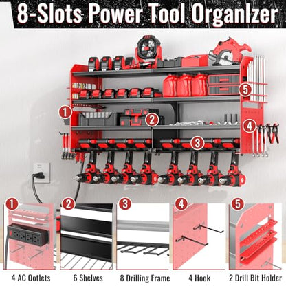 Large Power Tool Organizer Wall Mount with Charging Station