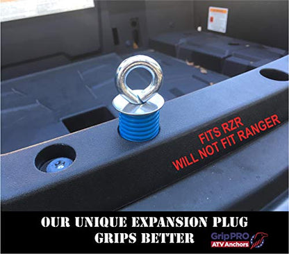 GripPRO ATV Lock & Ride Tie Down Anchors for Polaris RZR (6 Count)