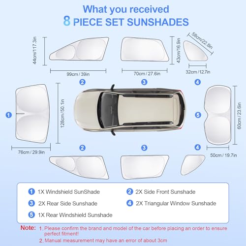 8pcs Car Window Shades for Subaru Outback Wagon 2015 (8 Count)