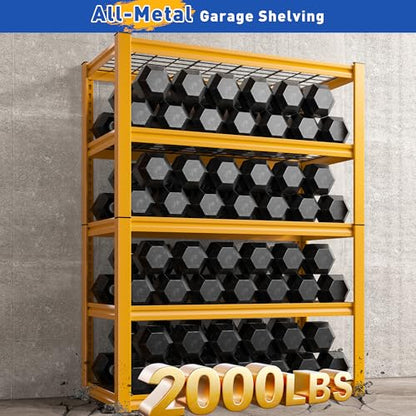Storage Shelves 40''W Garage Shelving Heavy Duty Metal Shelving 2000LBS Metal Shelves 5 Tier Industrial Shelf for Kitchen Pantry Warehouse Basement 72" H x 40''W x 17.8''D Yellow (2 Count)