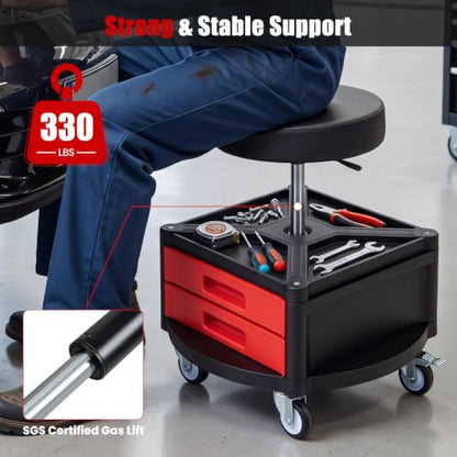 Rolling Mechanic Stool with Cushioned Seat