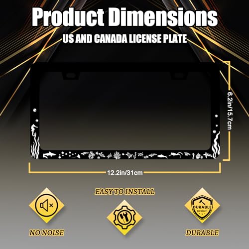 Stainless Steel Cute Fish Animal Turtles License Plate Frame 12.3 x 6.3 in