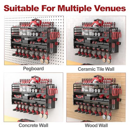 33" Metal Power Tool Organizer Wall Mount