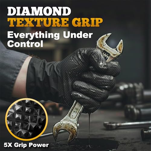 Heavy Duty Black Industrial Nitrile Gloves (1000 Count)
