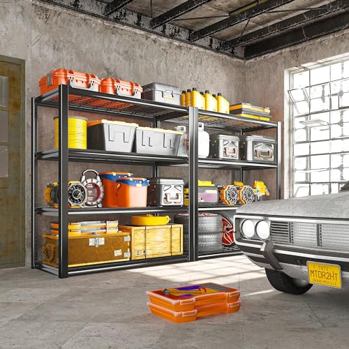 40" W Storage Shelves with Wire Mesh Panels for Garage Organization (4 Count)