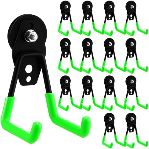 14 Pcs Large Magnetic Hooks Heavy Duty Garage Magnet Hooks Strong Storage Utility Magnetic Hangers with Anti Slip Rubber Coating for Indoor and Outdoor Hanging (14 Count)