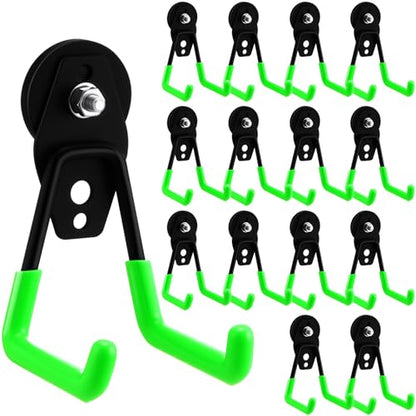 14 Pcs Large Magnetic Hooks Heavy Duty Garage Magnet Hooks Strong Storage Utility Magnetic Hangers with Anti Slip Rubber Coating for Indoor and Outdoor Hanging (14 Count)