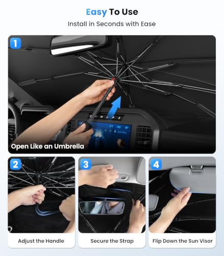 2026 Upgraded Car Windshield Sun Shade [Cool Down by 75℉ ] with Heat Insulation Coating
