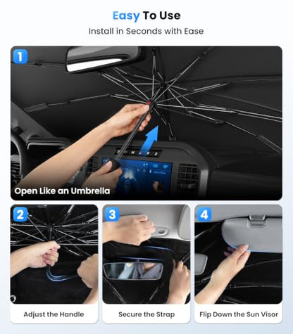 2026 Upgraded Car Windshield Sun Shade [Cool Down by 75℉ ] with Heat Insulation Coating