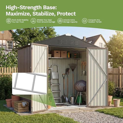 6x4 FT Outdoor Storage Shed with Floor Frame