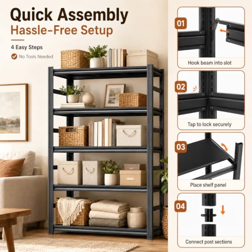 Heavy Duty Wood Bookshelf Adjustable Storage Shelving Unit for Home Office