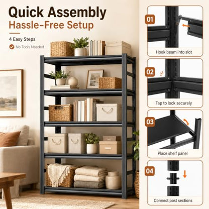Heavy Duty Wood Bookshelf Adjustable Storage Shelving Unit for Home Office