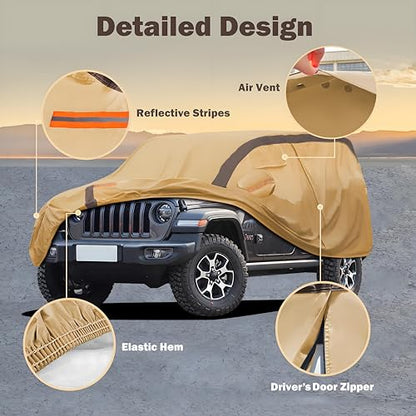 Heavy Duty Waterproof Car Cover Compatible with Jeep Wrangler 4 Doors 2006