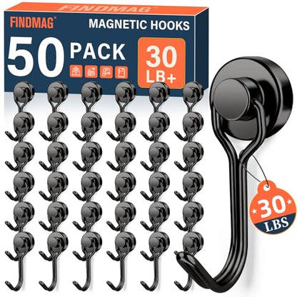 50 Pack Black Magnet Hooks (50 Count)