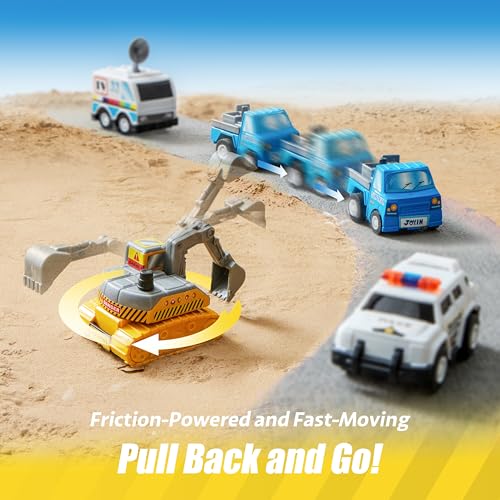 18 Pcs Pull Back City Cars and Trucks Toy Vehicles Set (18 Count)