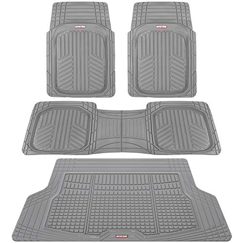 FlexTough Gray Floor Mats for Cars & Cargo Mat Full Set