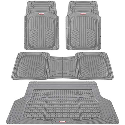 FlexTough Gray Floor Mats for Cars & Cargo Mat Full Set