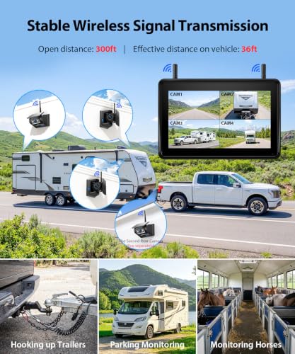 3 Wireless Backup Camera Solar Magentic Cameras with 7" DVR 1080P Touchscreen Monitor