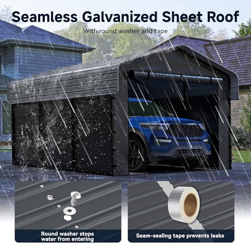 10 x 15 FT Metal Carport with Removable Sidewalls & Doors