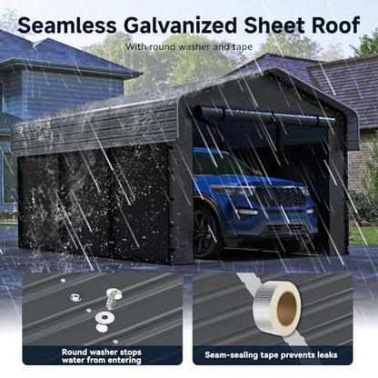 10 x 15 FT Metal Carport with Removable Sidewalls & Doors