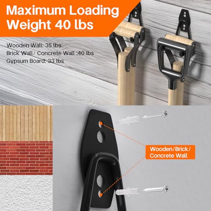 Garage Hooks Heavy Duty Garage Storage Hooks Wall Mount Hanger Utility Hook for Hanging Garden Tools (2 Count)