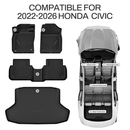 Floor Mats and Cargo Liner Fit for Honda Civic Sedan 2026