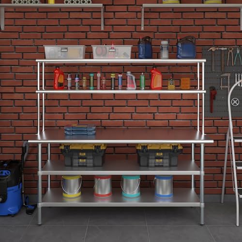Stainless Steel Work Table with 2 Shelves