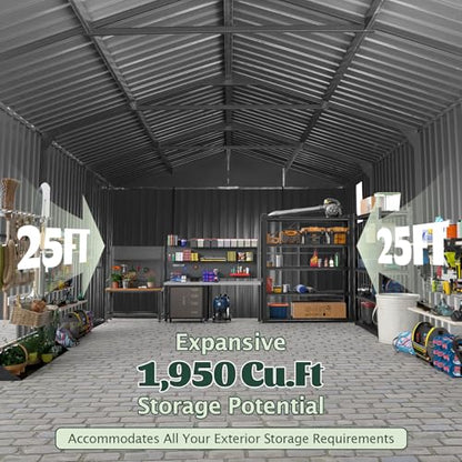 Domi 12'x25' Outdoor Metal Garage Shed