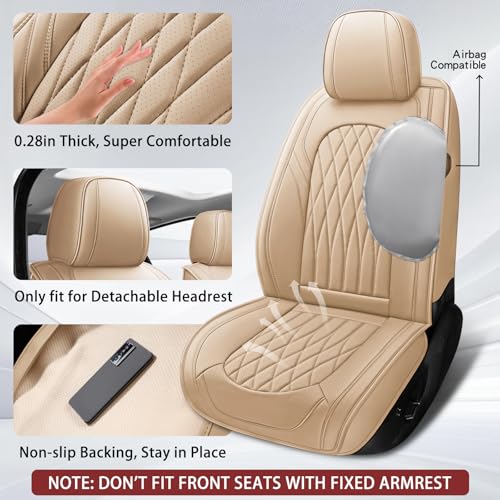 Nappa Faux Leather Car Seat Covers Full Set (5 Count)