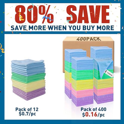 Microfiber Towels Bulk (400 Count)