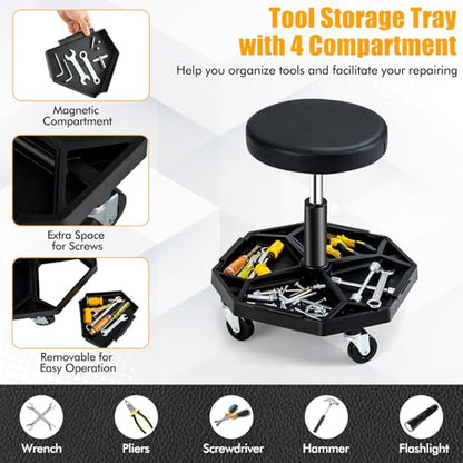 Adjustable Mechanic Rolling Stool