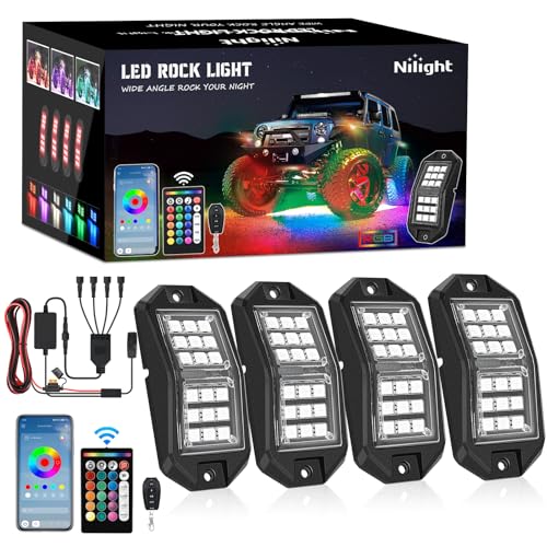 RGB LED Rock Lights Kit 4 PCS 18LED Wide Angle Wheel Well Light