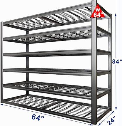 64" Wide 6 Tier Garage Shelving Unit (6 Count)