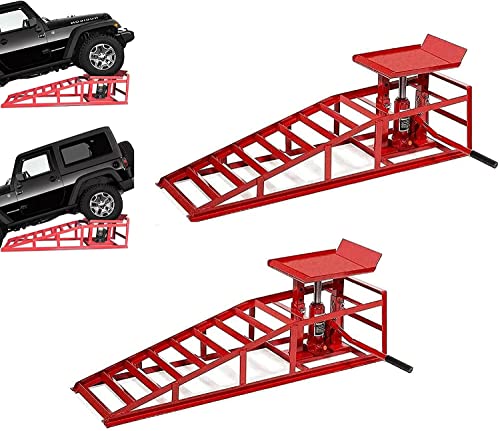 2 Pack Hydraulic Car Ramps 10000lbs 5T 11000lbs Low Profile Car Lift Service Ramps Truck Trailer Garage