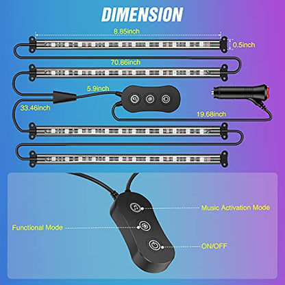 Car Interior Lights with APP Control 16 Million RGB Colors Strip Lights with Music Sync Mode and Multiple Scene Options for Cars Trucks SUVs