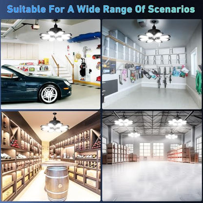 Garage Light 240W 24000LM 6500K Garage Lights Ceiling LED with 8+1 Deformable Panels