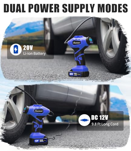20V Rechargeable Cordless Tire Inflator Portable Air Compressor